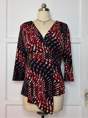 Black and red polkadot top